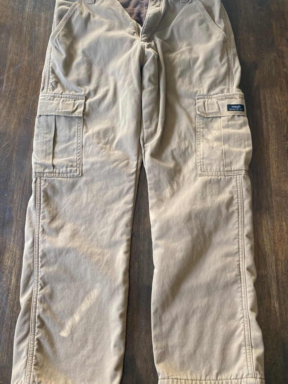 Wrangler Men's Khaki Cargo Pants - Fleece Lined